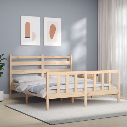 vidaXL Bed Frame with Headboard 160x200 cm Solid Wood