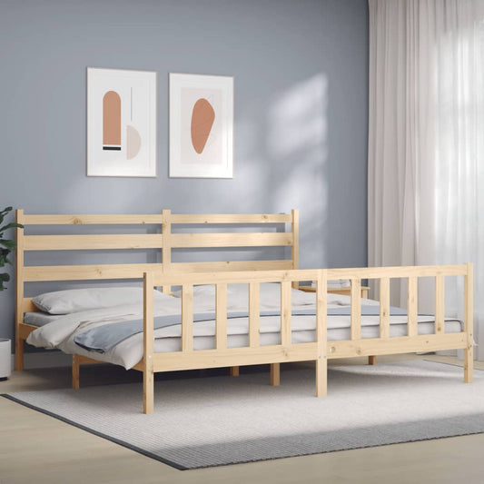 vidaXL Bed Frame with Headboard 200x200 cm Solid Wood