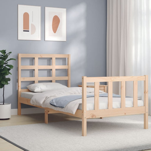 vidaXL Bed Frame with Headboard 90x200 cm Solid Wood