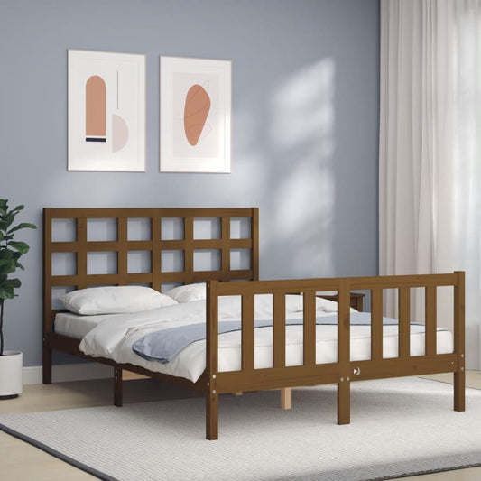 vidaXL Bed Frame with Headboard Honey Brown 120x200 cm Solid Wood