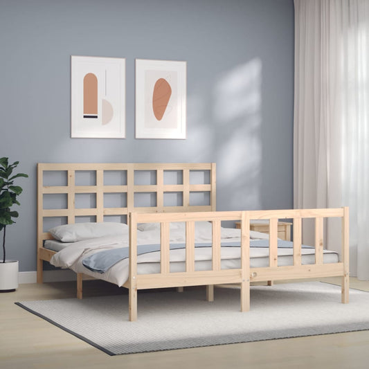 vidaXL Bed Frame with Headboard 160x200 cm Solid Wood