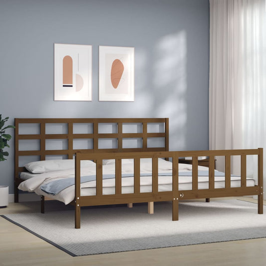 vidaXL Bed Frame with Headboard Honey Brown 200x200 cm Solid Wood