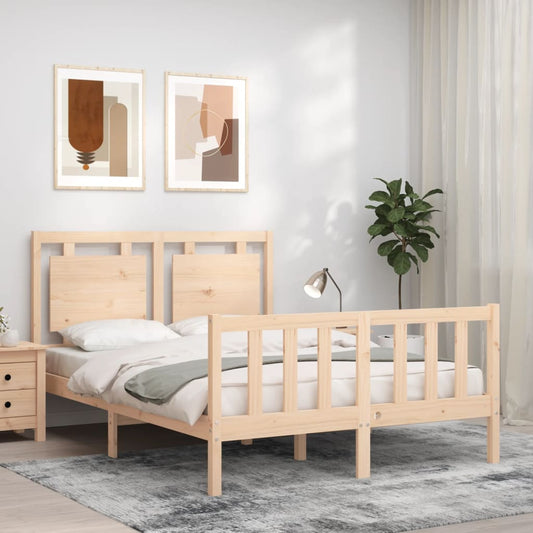 vidaXL Bed Frame with Headboard Small Double Solid Wood
