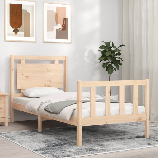 vidaXL Bed Frame with Headboard 90x200 cm Solid Wood