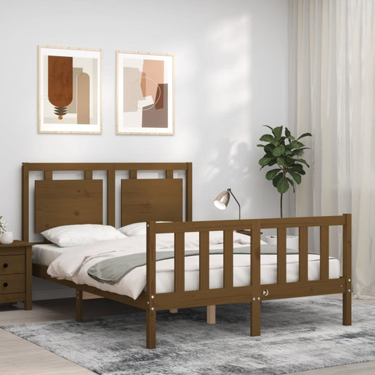 vidaXL Bed Frame with Headboard Honey Brown 120x200 cm Solid Wood