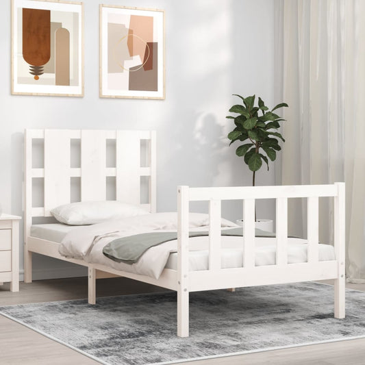 vidaXL Bed Frame with Headboard White 90x200 cm Solid Wood