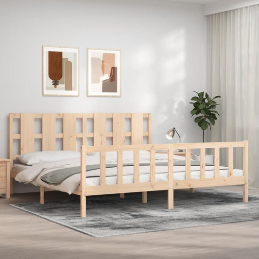 vidaXL Bed Frame with Headboard 200x200 cm Solid Wood