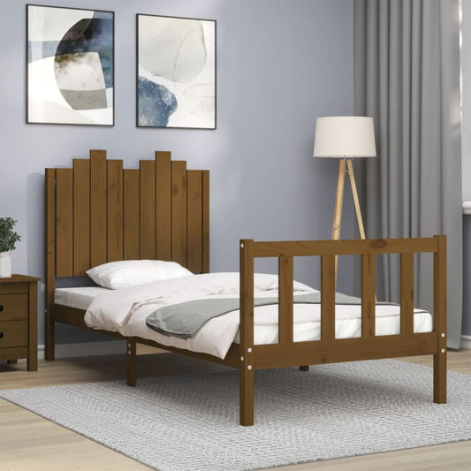 vidaXL Bed Frame with Headboard Honey Brown 90x190 cm Solid Wood
