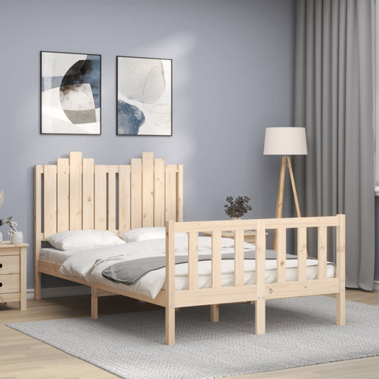 vidaXL Bed Frame with Headboard Small Double Solid Wood