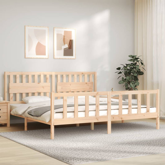 vidaXL Bed Frame with Headboard 200x200 cm Solid Wood