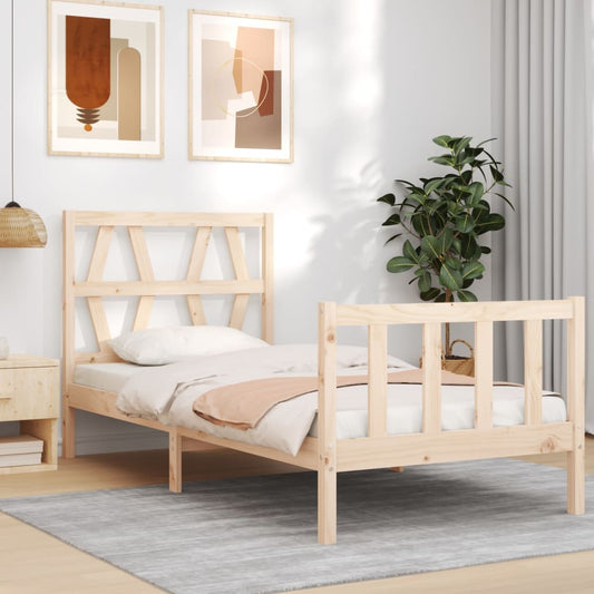 vidaXL Bed Frame with Headboard Single Solid Wood