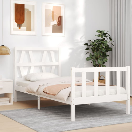 vidaXL Bed Frame with Headboard White 90x200 cm Solid Wood