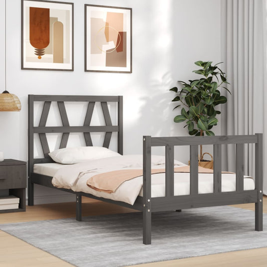 vidaXL Bed Frame with Headboard Black 90x200 cm Solid Wood