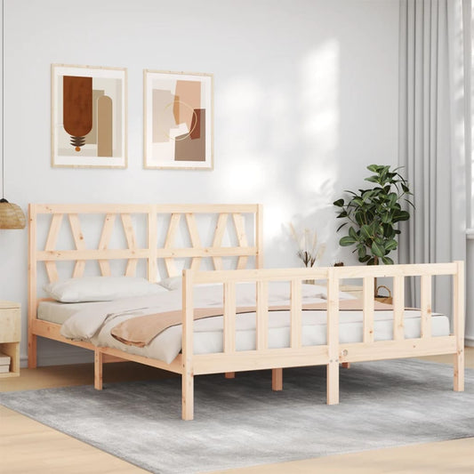 vidaXL Bed Frame with Headboard 160x200 cm Solid Wood