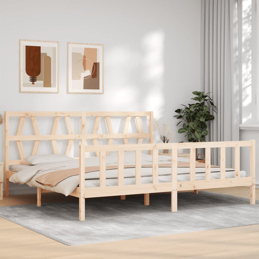 vidaXL Bed Frame with Headboard 200x200 cm Solid Wood