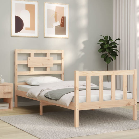 vidaXL Bed Frame with Headboard 90x200 cm Solid Wood