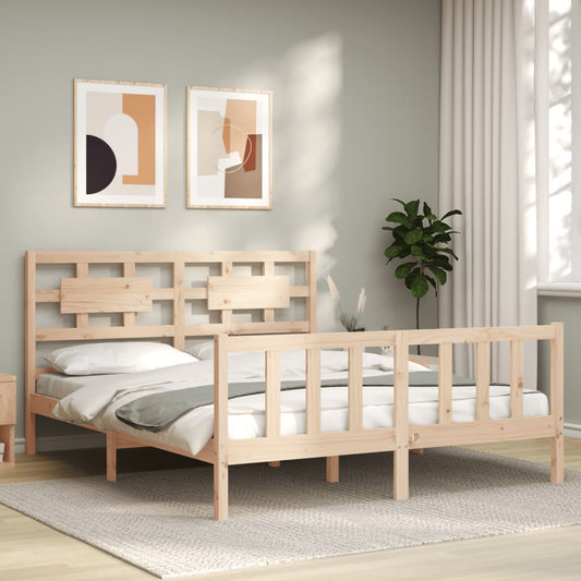 vidaXL Bed Frame with Headboard 160x200 cm Solid Wood