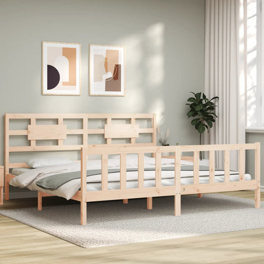 vidaXL Bed Frame with Headboard 200x200 cm Solid Wood