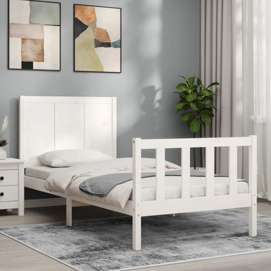 vidaXL Bed Frame with Headboard White 90x200 cm Solid Wood