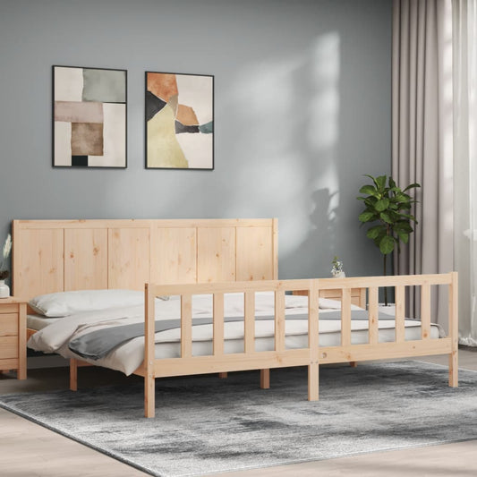 vidaXL Bed Frame with Headboard 200x200 cm Solid Wood