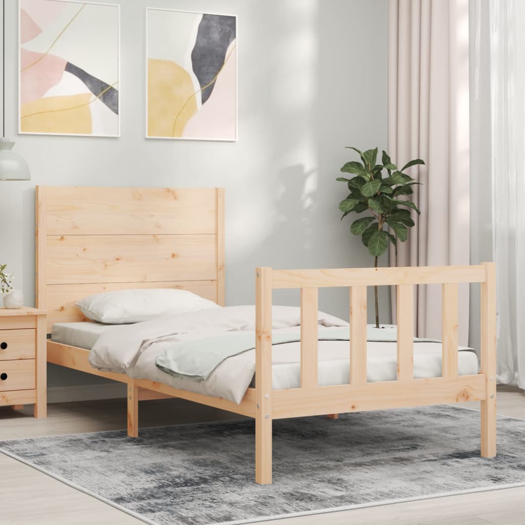 vidaXL Bed Frame with Headboard Single Solid Wood