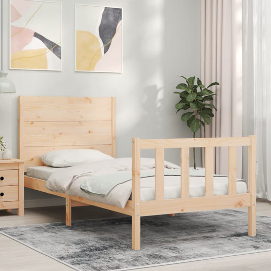 vidaXL Bed Frame with Headboard Single Solid Wood
