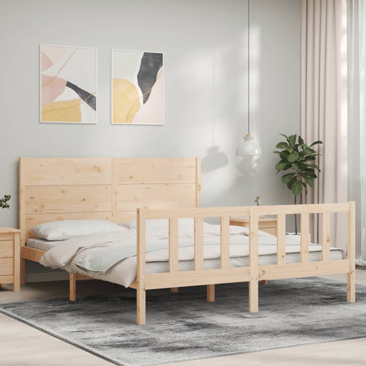 vidaXL Bed Frame with Headboard 160x200 cm Solid Wood