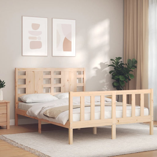 vidaXL Bed Frame with Headboard 140x190 cm Solid Wood