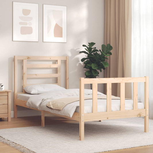 vidaXL Bed Frame with Headboard Single Solid Wood