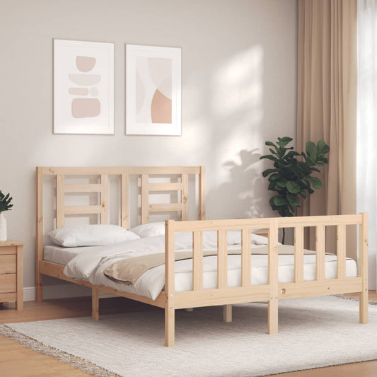 vidaXL Bed Frame with Headboard 140x200 cm Solid Wood