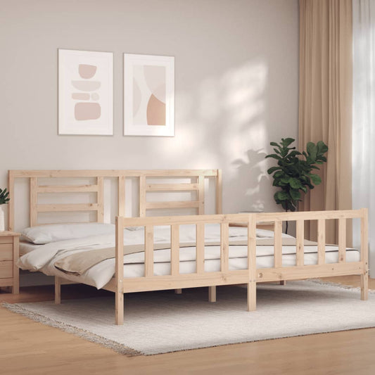 vidaXL Bed Frame with Headboard 200x200 cm Solid Wood