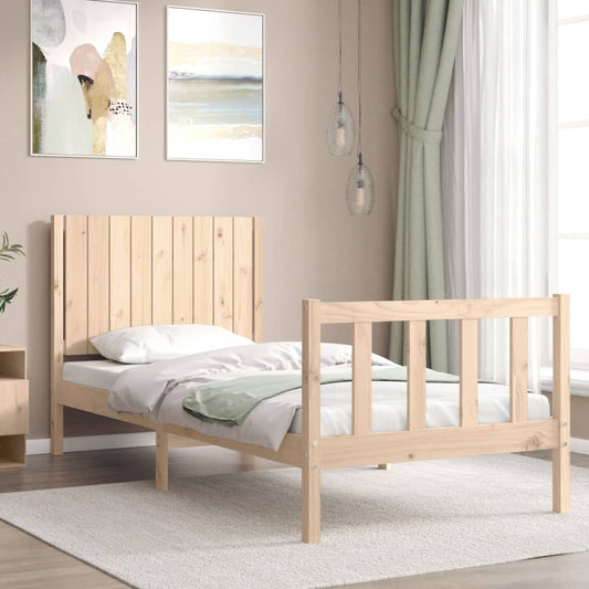 vidaXL Bed Frame with Headboard Single Solid Wood