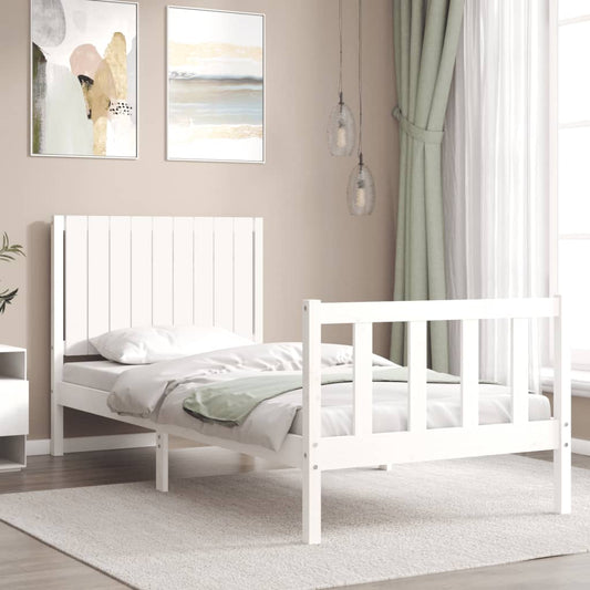 vidaXL Bed Frame with Headboard White 90x200 cm Solid Wood