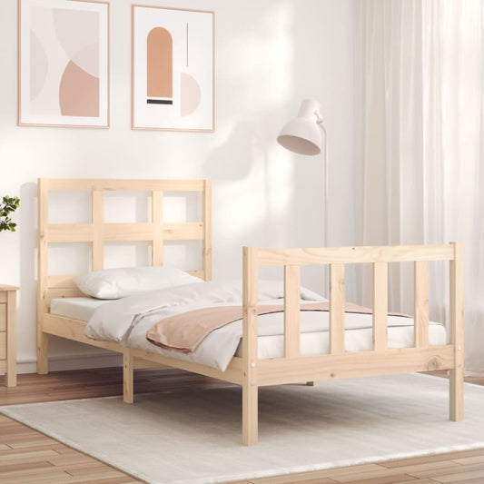vidaXL Bed Frame with Headboard Single Solid Wood
