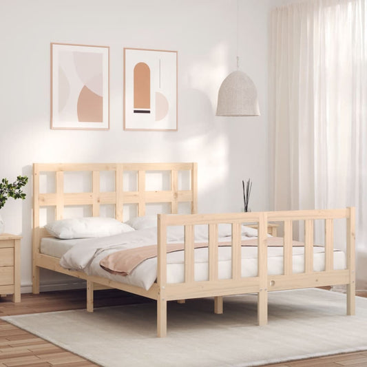 vidaXL Bed Frame with Headboard Small Double Solid Wood