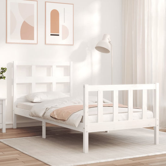 vidaXL Bed Frame with Headboard White 90x200 cm Solid Wood