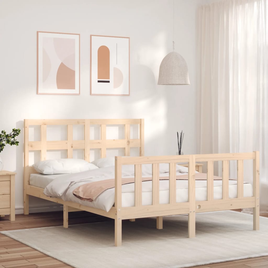 vidaXL Bed Frame with Headboard 120x200 cm Solid Wood