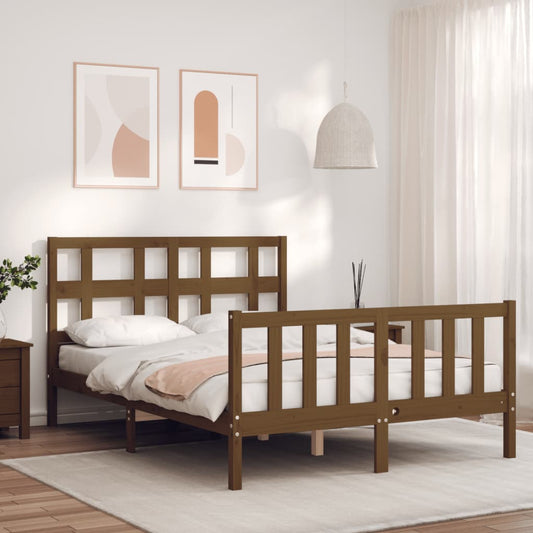 vidaXL Bed Frame with Headboard Honey Brown 120x200 cm Solid Wood