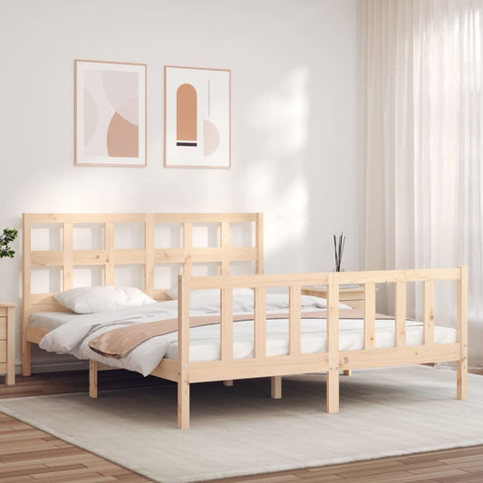 vidaXL Bed Frame with Headboard 160x200 cm Solid Wood