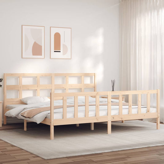 vidaXL Bed Frame with Headboard 200x200 cm Solid Wood
