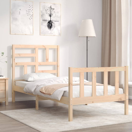 vidaXL Bed Frame with Headboard 90x200 cm Solid Wood