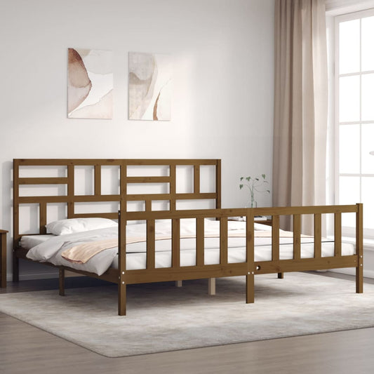 vidaXL Bed Frame with Headboard Honey Brown 200x200 cm Solid Wood