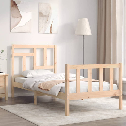 vidaXL Bed Frame with Headboard Small Single Solid Wood