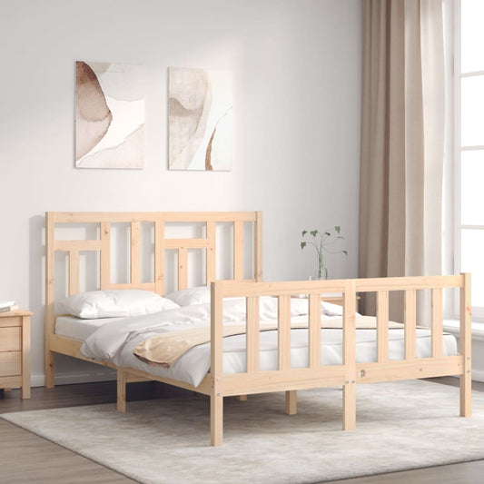 vidaXL Bed Frame with Headboard Small Double Solid Wood