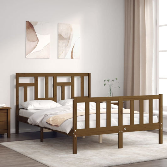 vidaXL Bed Frame with Headboard Honey Brown 120x200 cm Solid Wood