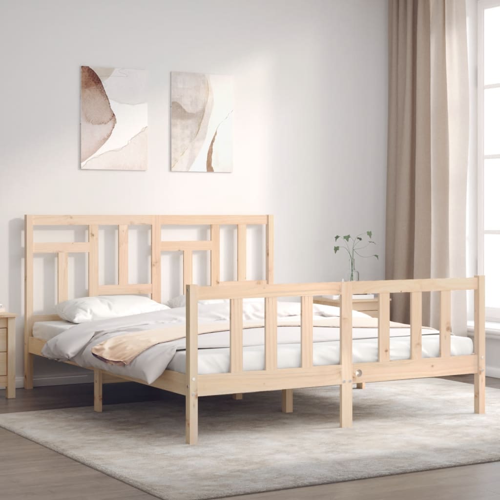 vidaXL Bed Frame with Headboard 160x200 cm Solid Wood