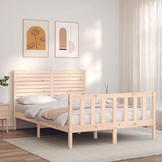 vidaXL Bed Frame with Headboard Small Double Solid Wood