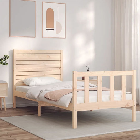 vidaXL Bed Frame with Headboard 90x200 cm Solid Wood
