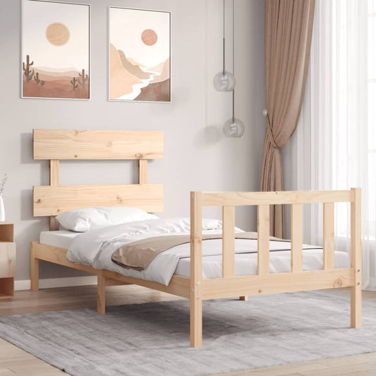vidaXL Bed Frame with Headboard Single Solid Wood