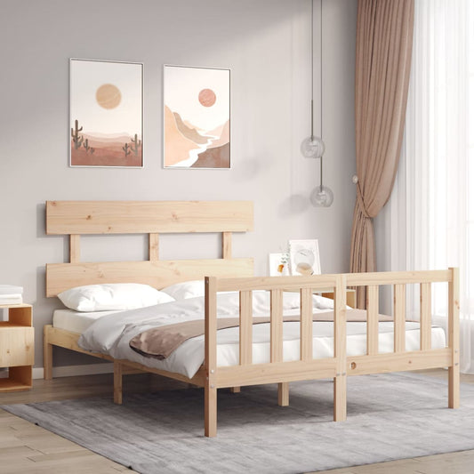 vidaXL Bed Frame with Headboard 140x190 cm Solid Wood